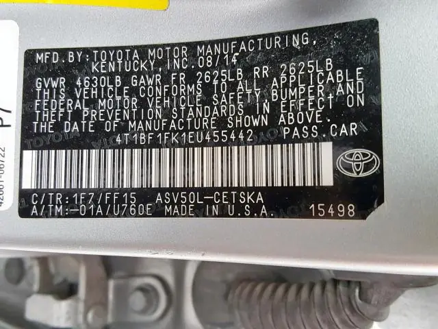 Toyota Camry 2014 4T1BF1FK1EU455442