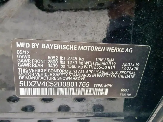 BMW X5 2013 5UXZV4C52D0B01765