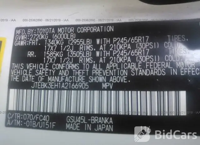 Toyota Highlander 2010 JTEBK3EH1A2166905